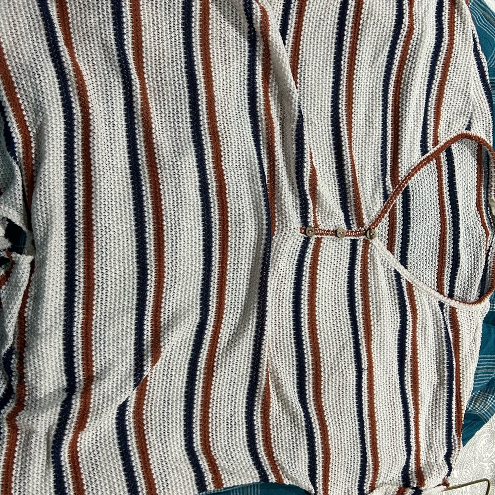 French Pastry Striped Knit Top in Navy, Rust, and White